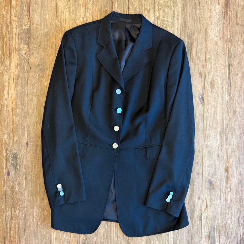 RJ Classics Dressage Coat, Black, Silver Buttons, Size 10